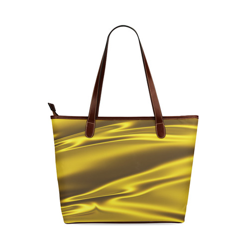 Vivd gold satin 3D texture Shoulder Tote Bag (Model 1646)