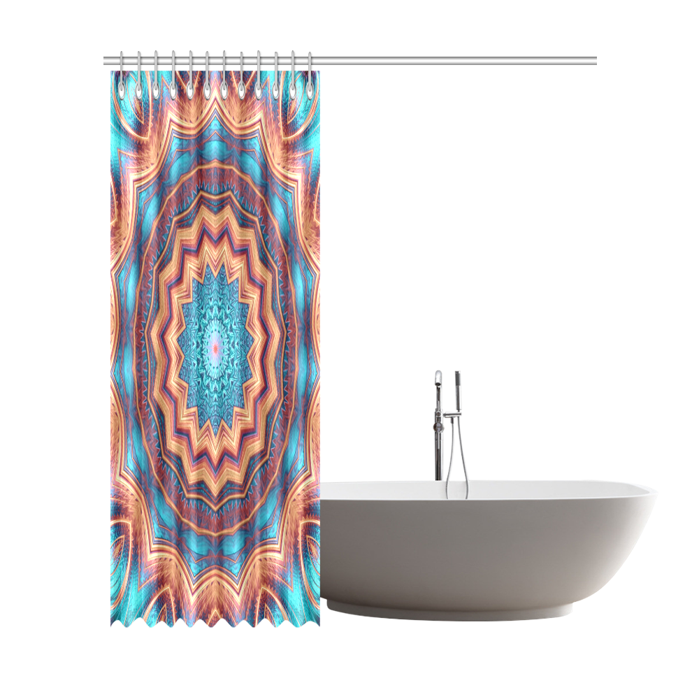 Blue Feather Mandala Shower Curtain 72"x84"