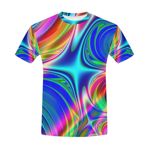 Rainbow Splash Fractal All Over Print T-Shirt for Men (USA Size) (Model T40)