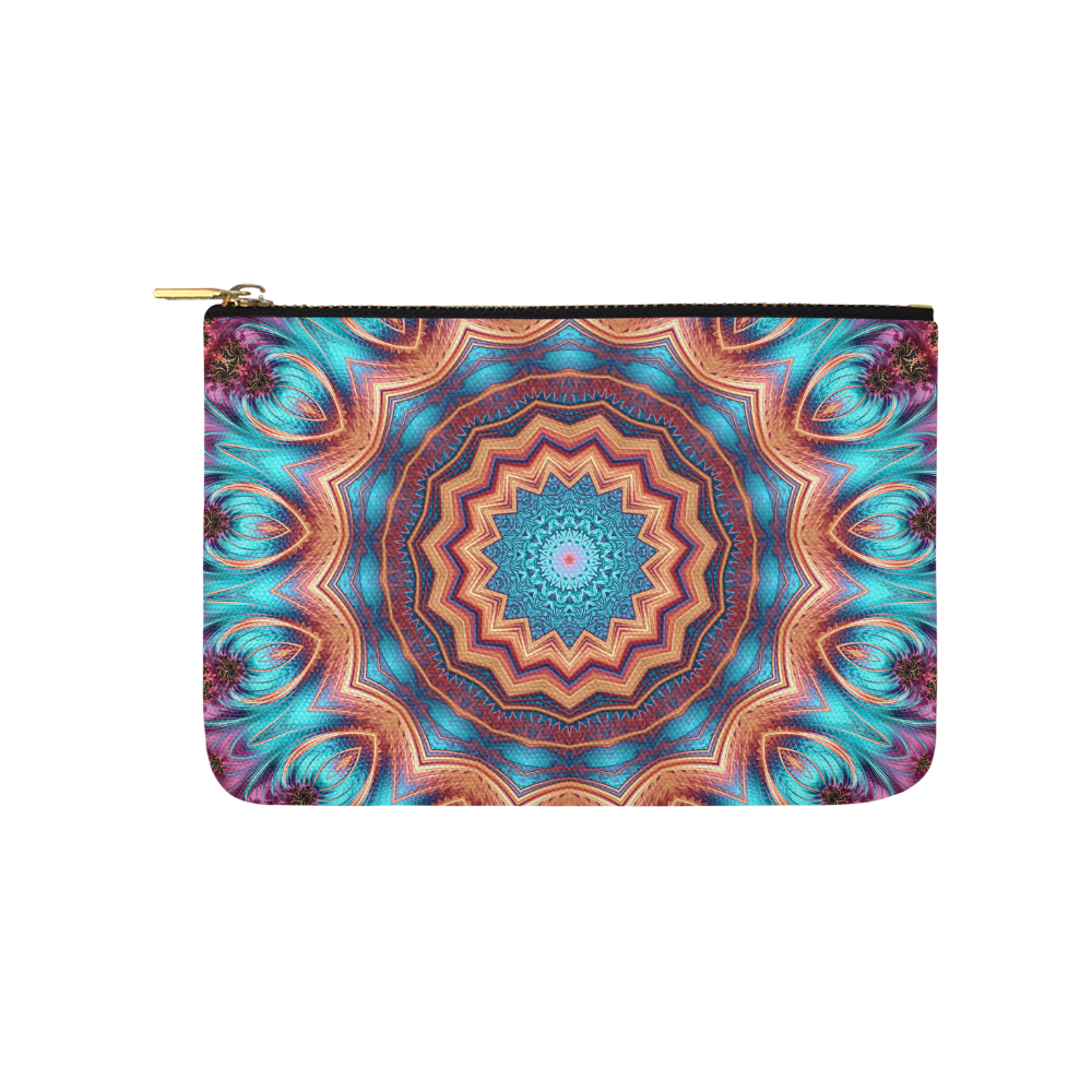 Blue Feather Mandala Carry-All Pouch 9.5''x6''