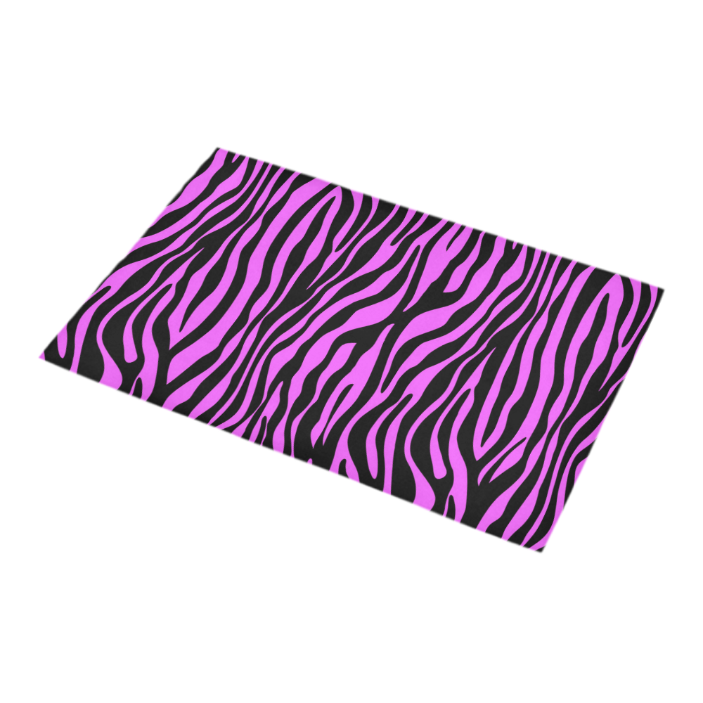 Zebra Stripes Pattern - Trend Colors Black Pink Bath Rug 16''x 28''