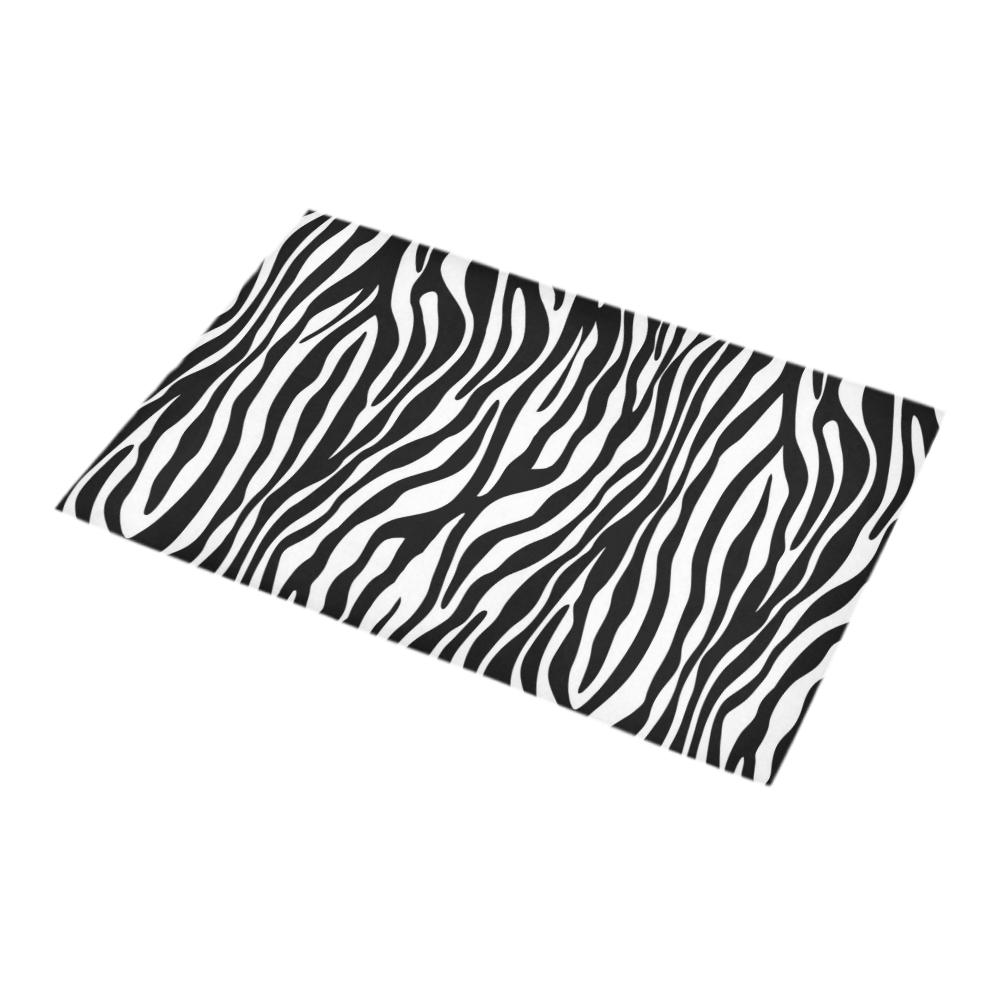 Zebra Stripes Pattern - Traditional Black White Bath Rug 16''x 28''
