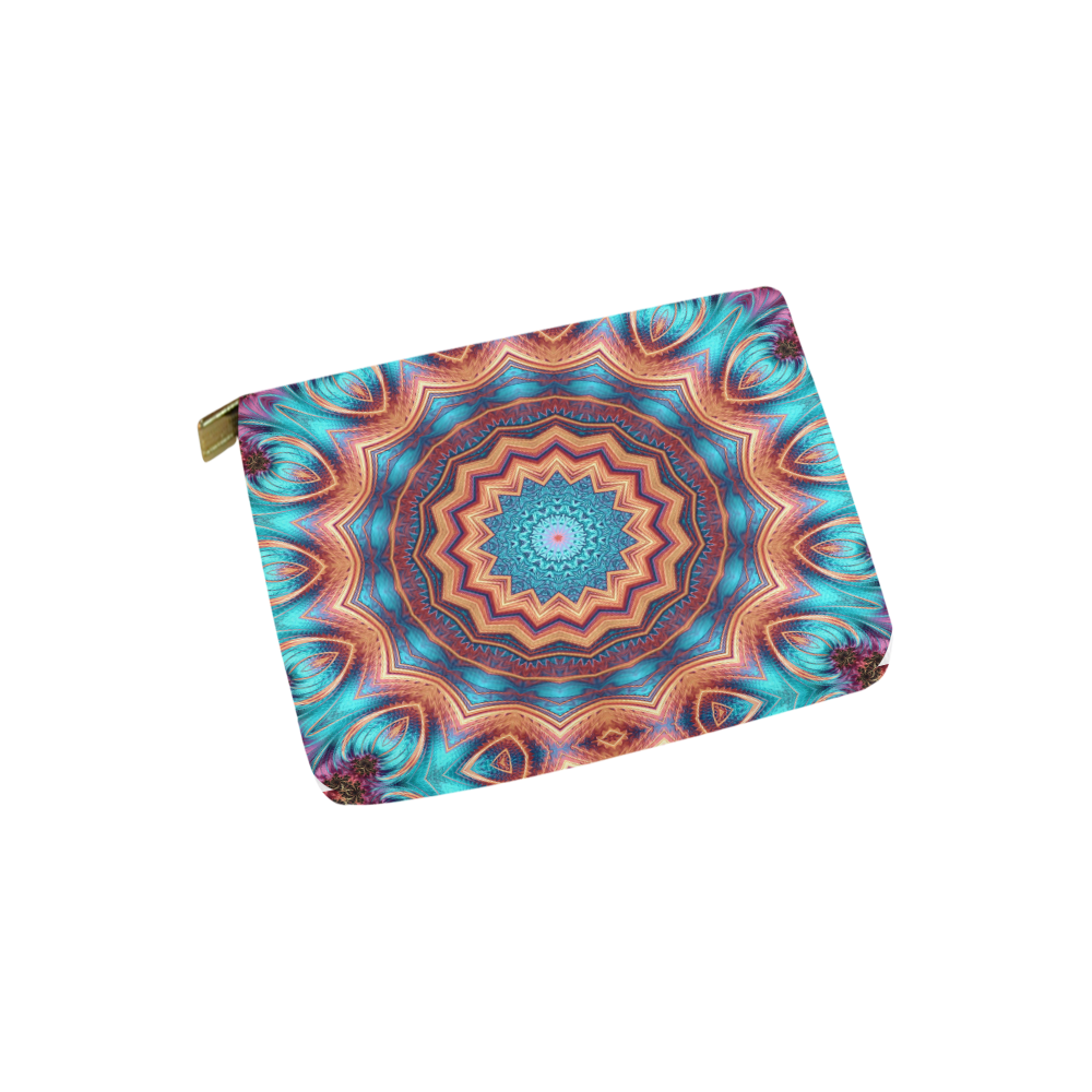 Blue Feather Mandala Carry-All Pouch 6''x5''