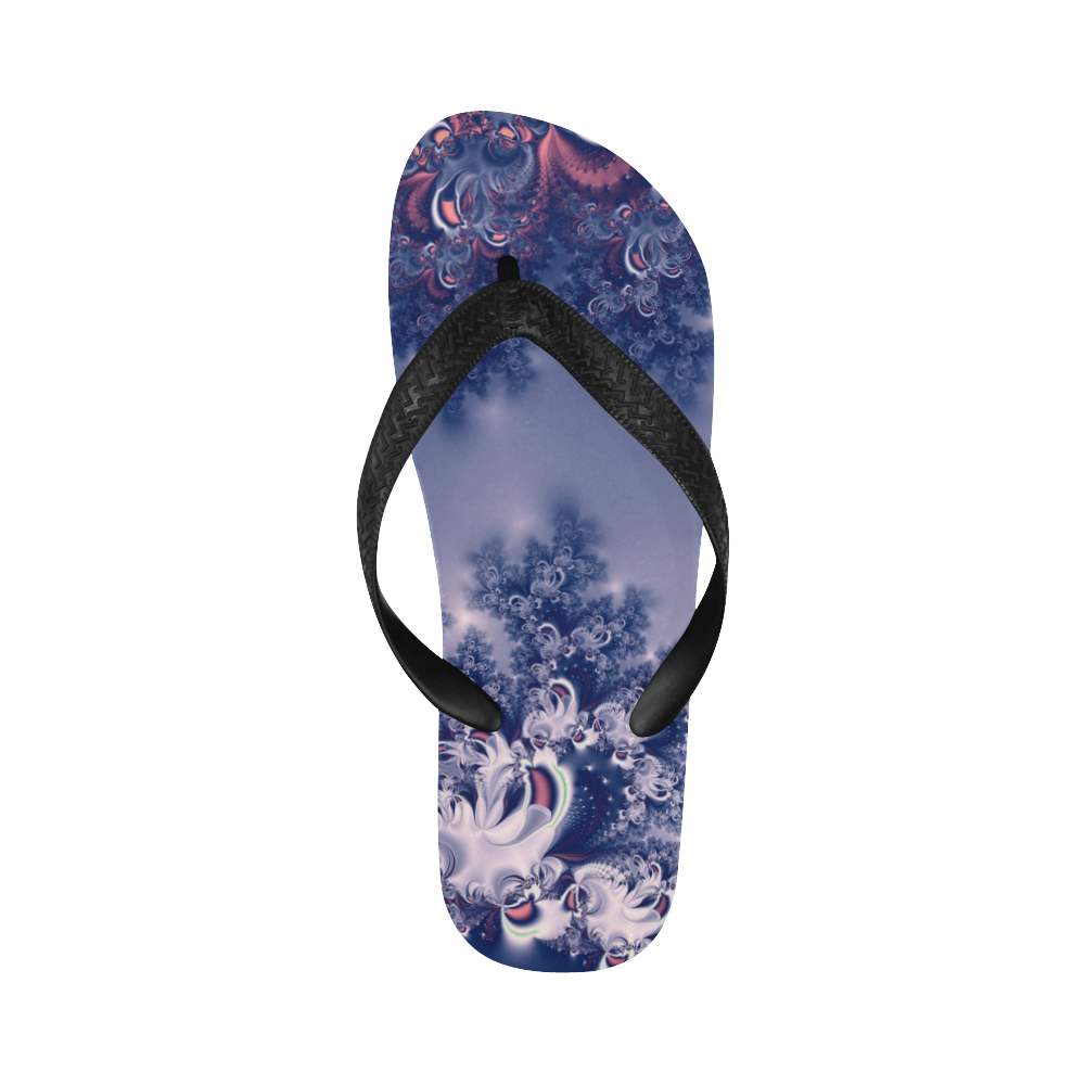 Purple Frost Fractal Flip Flops for Men/Women (Model 040)