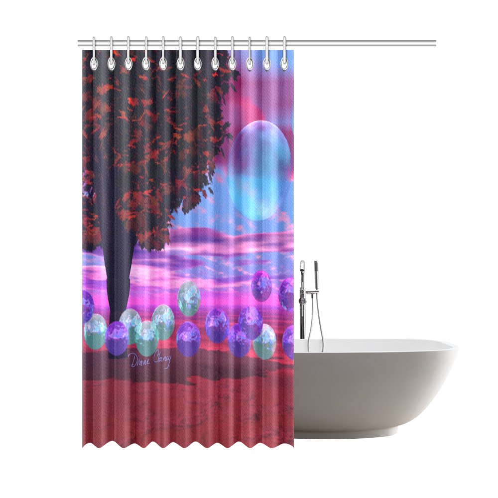 Bubble Garden, Abstract Rose  Azure Wisdom Shower Curtain 69"x84"