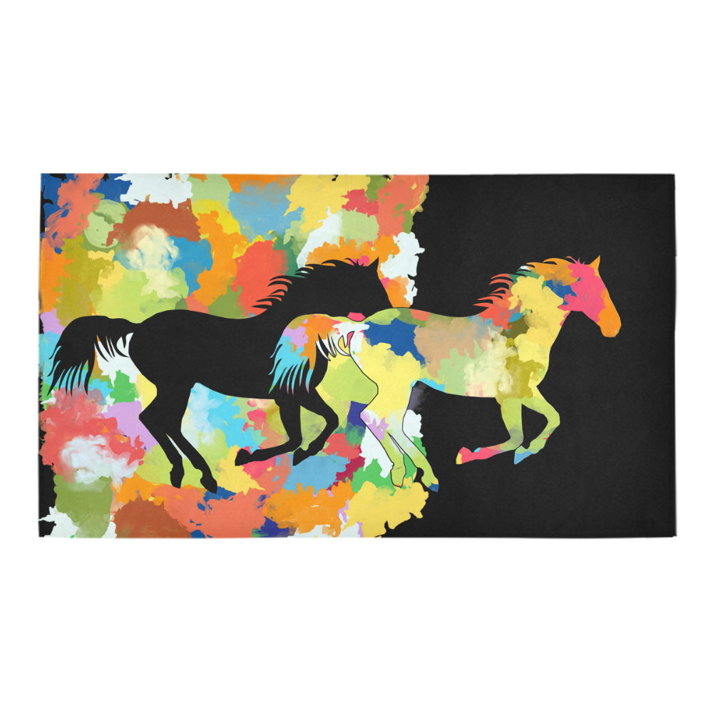 Horse  Shape Galloping out of Colorful Splash Bath Rug 16''x 28''