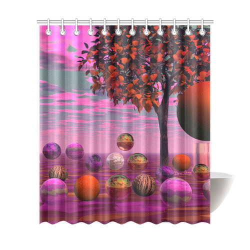 Bittersweet Opinion, Abstract Raspberry Maple Tree Shower Curtain 72"x84"