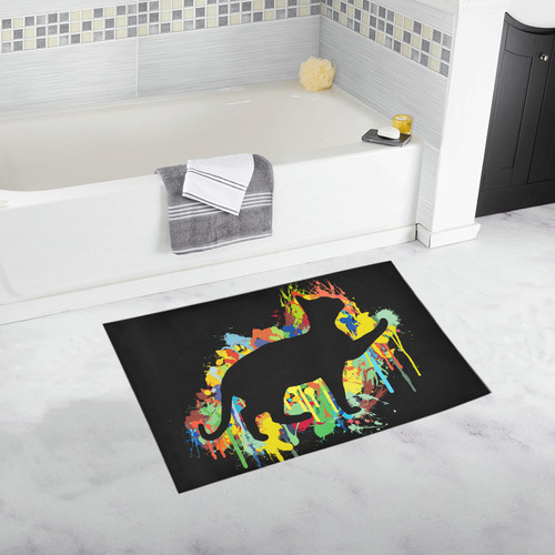 Lovely Cat Colorful Painting Splash Bath Rug 20''x 32''