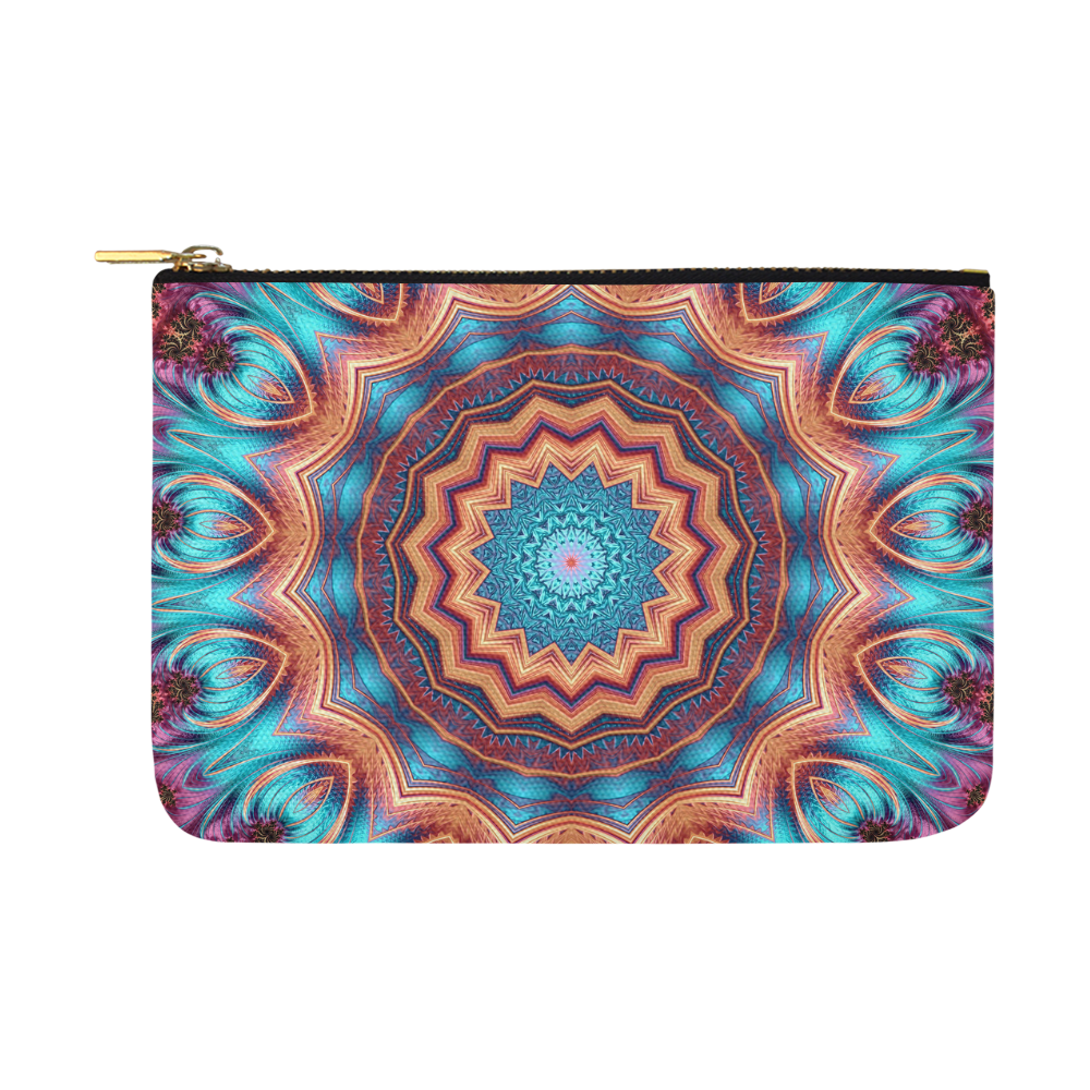 Blue Feather Mandala Carry-All Pouch 12.5''x8.5''