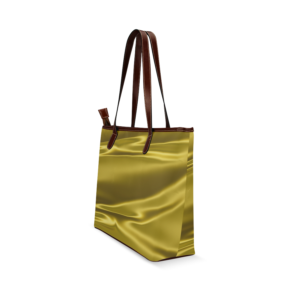 Gold satin 3D texture Shoulder Tote Bag (Model 1646)