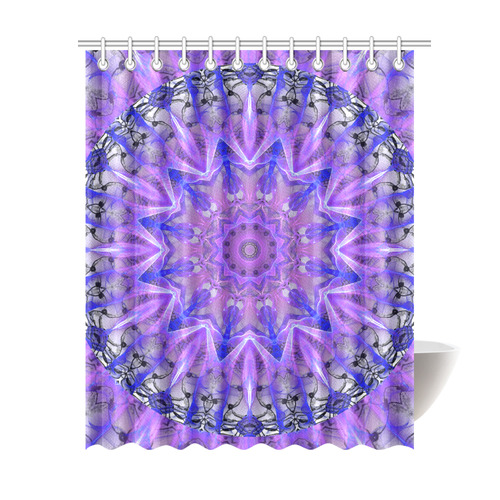 Abstract Plum Ice Crystal Palace Lattice Lace Shower Curtain 69"x84"