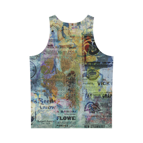 Old Newspaper Colorful Painting Splashes All Over Print Tank Top for Men (Model T43)