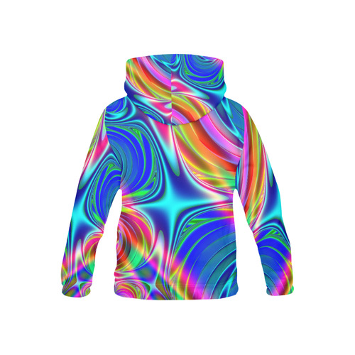 Rainbow Splash Fractal All Over Print Hoodie for Kid (USA Size) (Model H13)