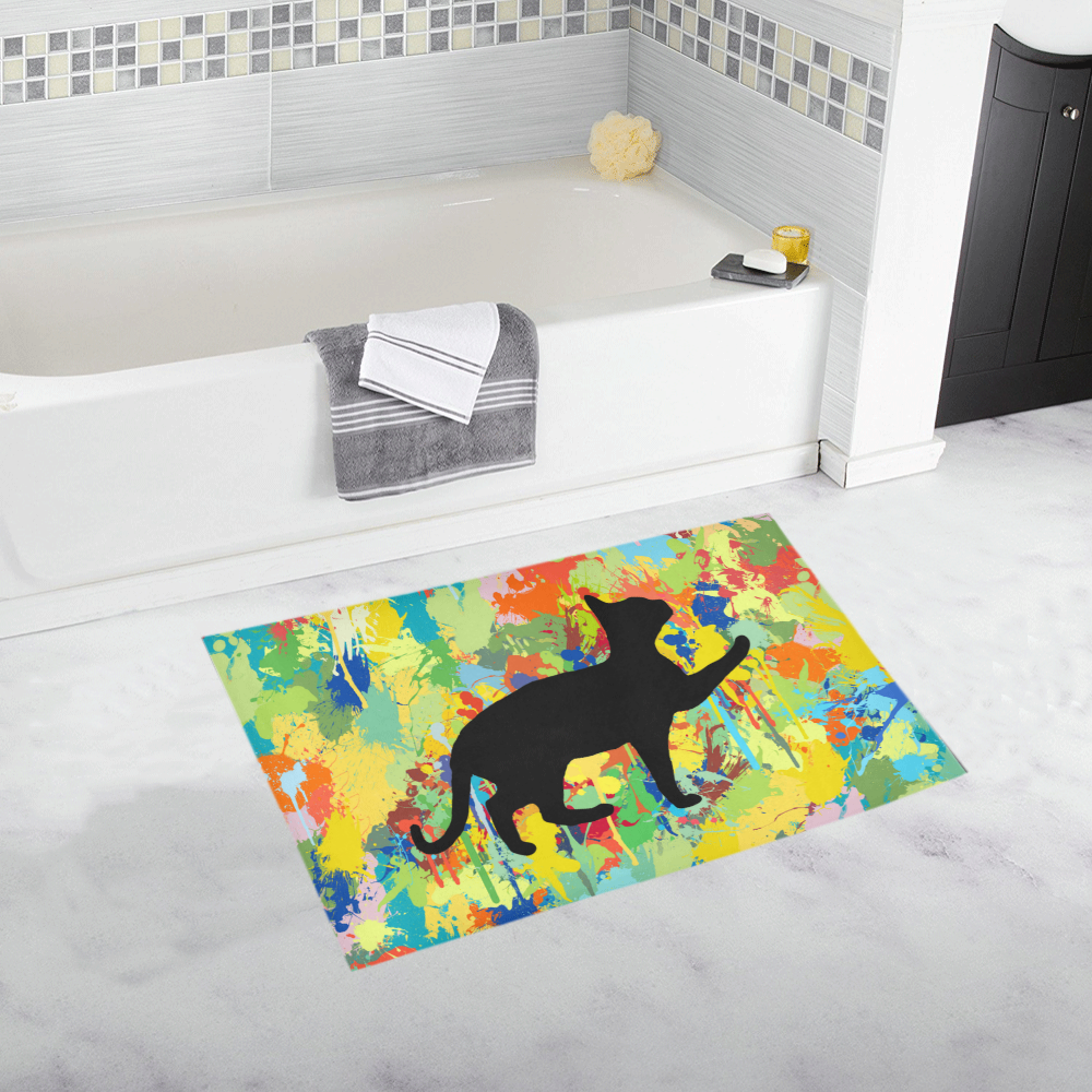Lovely Cat Colorful Splash Complet Bath Rug 20''x 32''