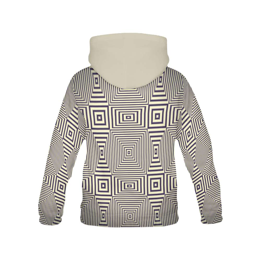 Striped geometric pattern in sepia All Over Print Hoodie for Women (USA Size) (Model H13)