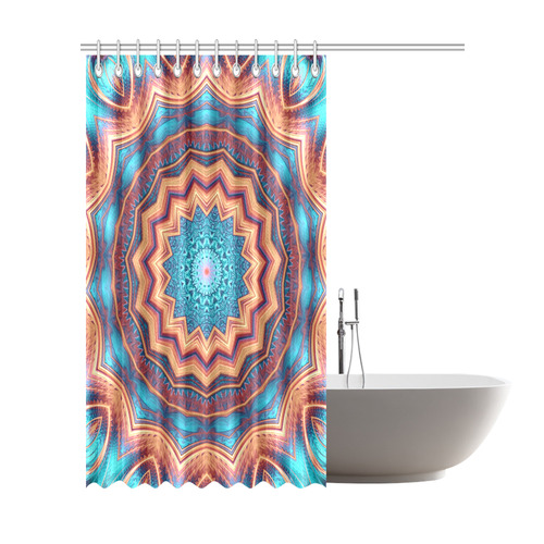 Blue Feather Mandala Shower Curtain 72"x84"