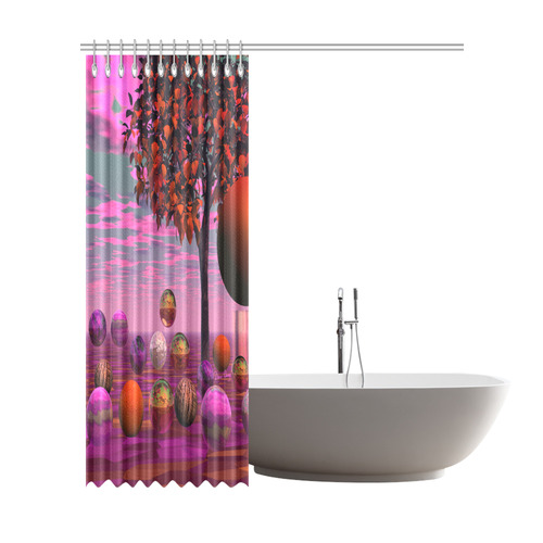 Bittersweet Opinion, Abstract Raspberry Maple Tree Shower Curtain 72"x84"