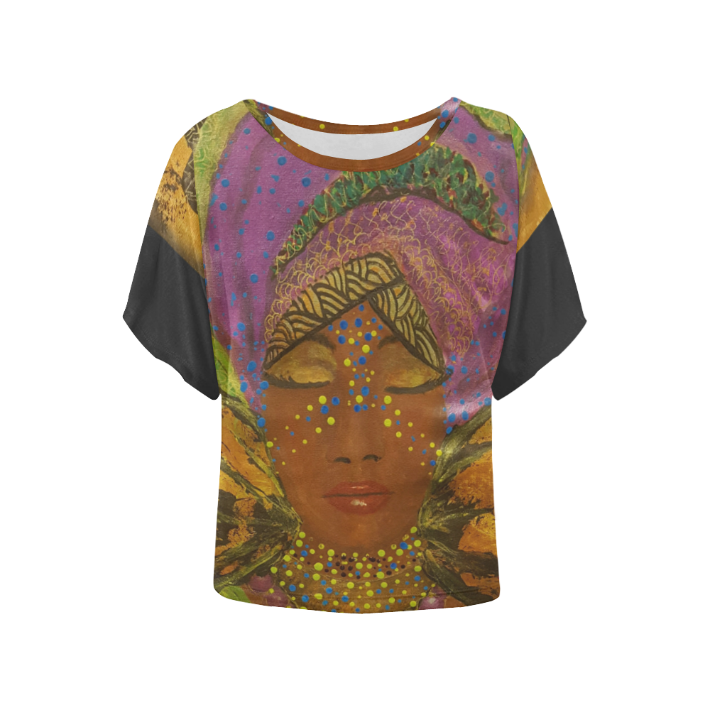 African Radiance nwm Women's Batwing-Sleeved Blouse T shirt (Model T44)