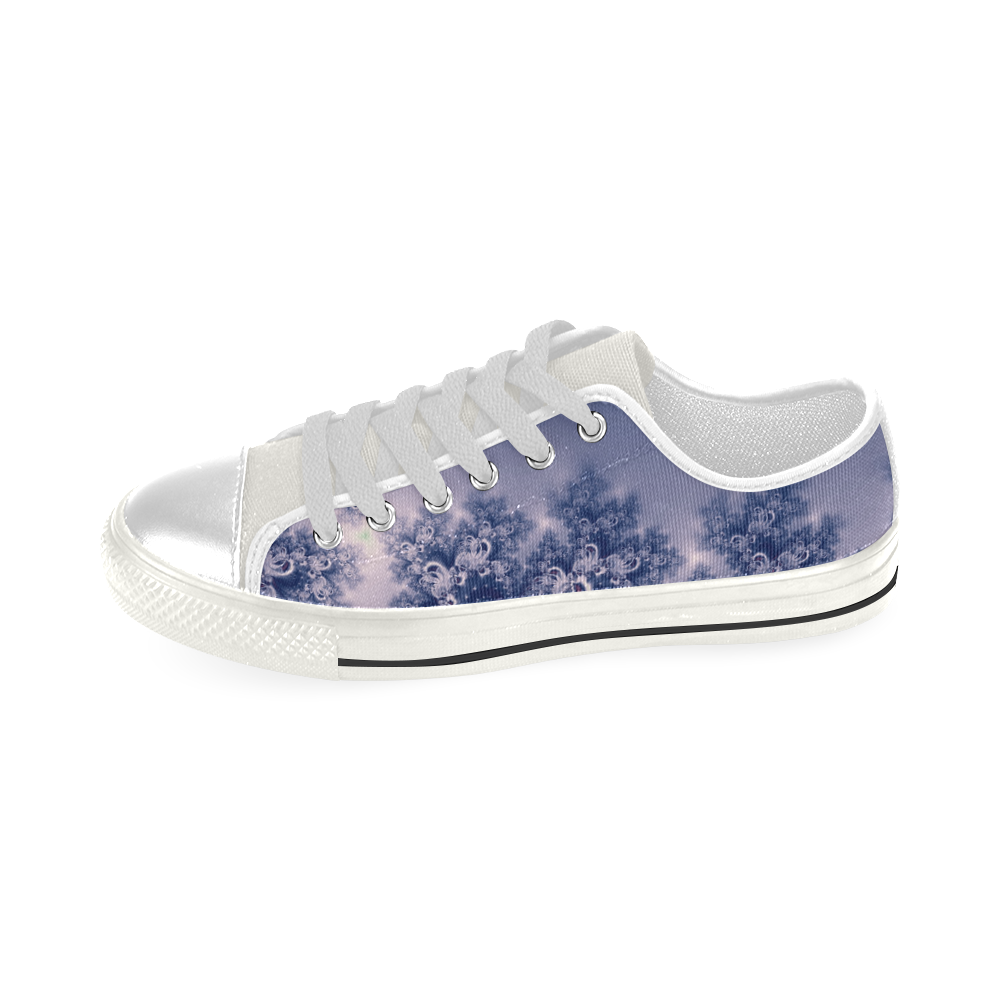 Purple Frost Fractal Low Top Canvas Shoes for Kid (Model 018)