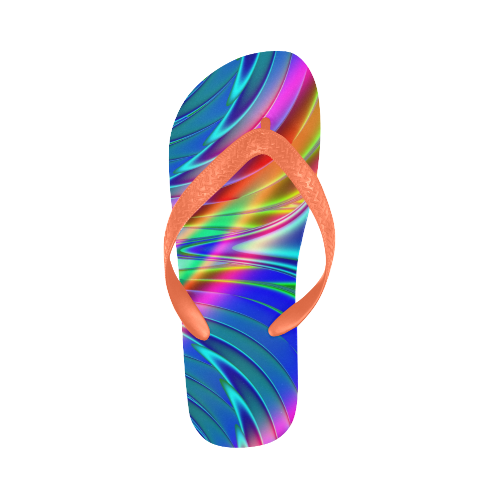 Rainbow Splash Fractal Flip Flops for Men/Women (Model 040)