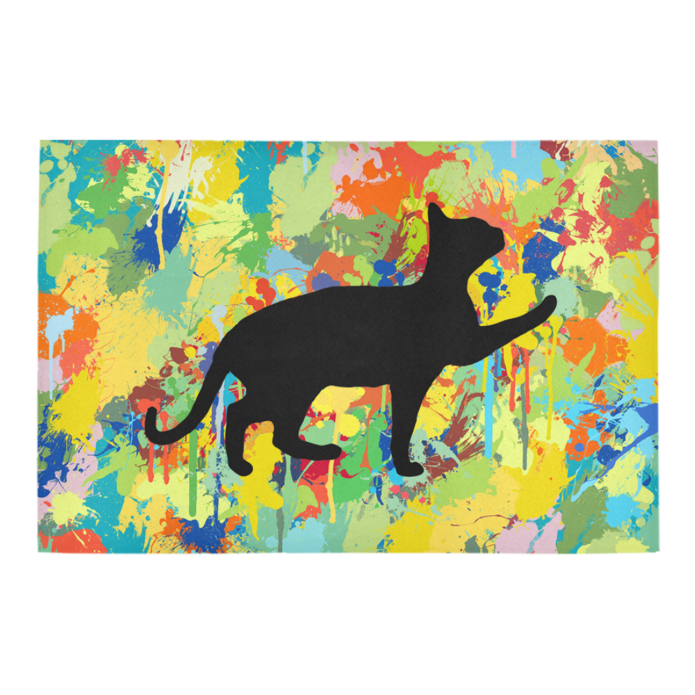 Lovely Cat Colorful Splash Complet Azalea Doormat 24" x 16" (Sponge Material)