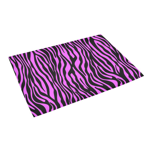 Zebra Stripes Pattern - Trend Colors Black Pink Azalea Doormat 24" x 16" (Sponge Material)