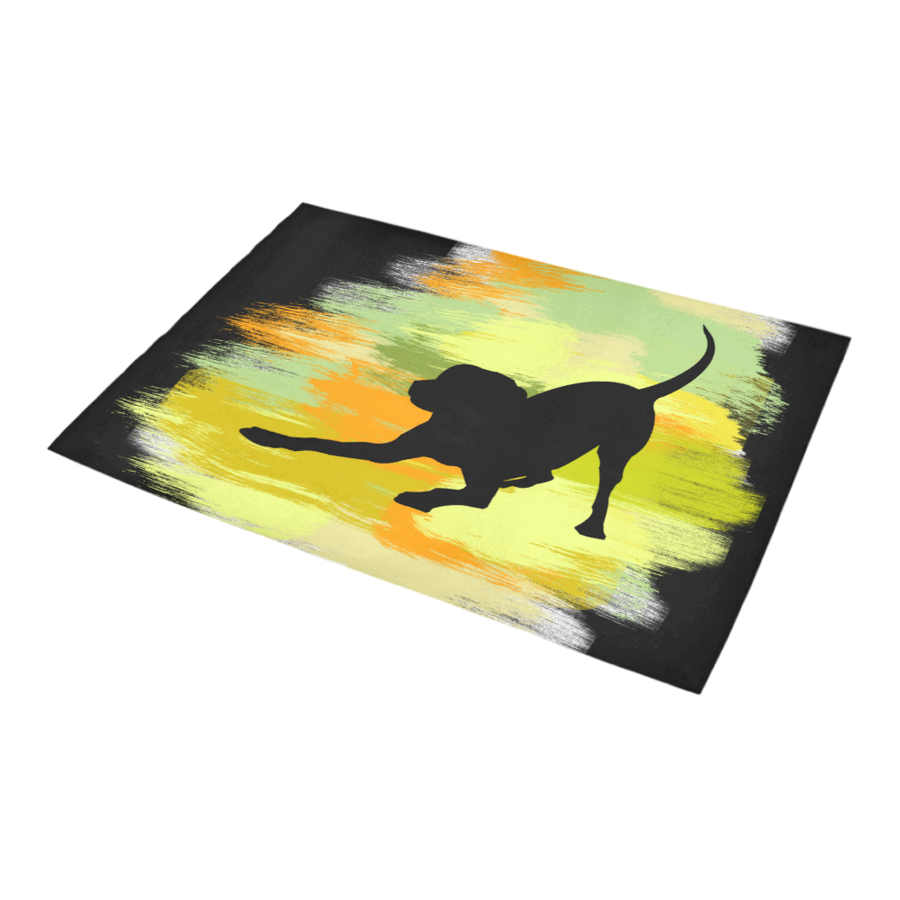 Dog Playing Please Painting Shape Azalea Doormat 24" x 16" (Sponge Material)