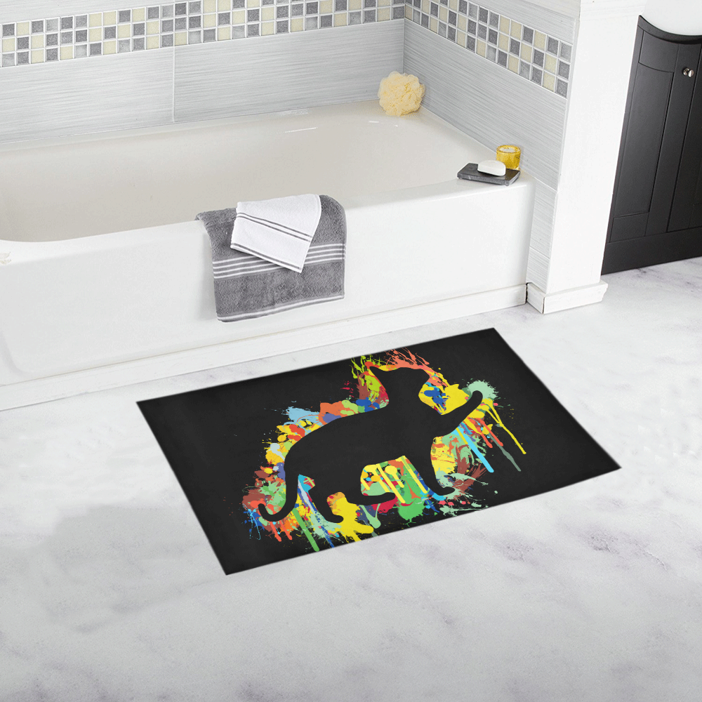 Lovely Cat Colorful Painting Splash Bath Rug 16''x 28''