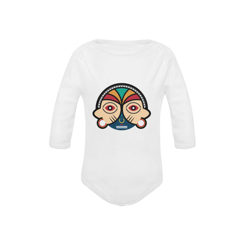 Round Tribal Mask Baby Powder Organic Long Sleeve One Piece (Model T27)