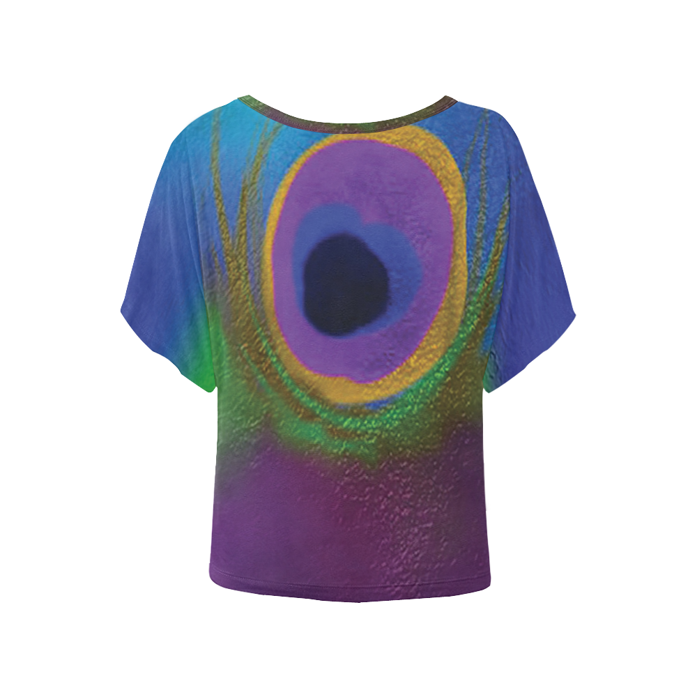 peacock abstract Women's Batwing-Sleeved Blouse T shirt (Model T44)