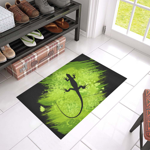 Green Lizard Shape Painting Azalea Doormat 24" x 16" (Sponge Material)