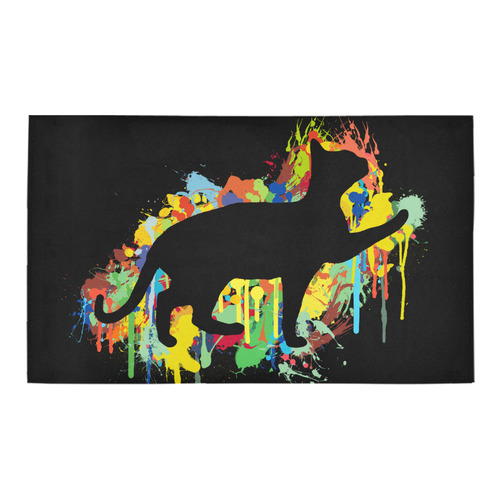 Lovely Cat Colorful Painting Splash Azalea Doormat 30" x 18" (Sponge Material)