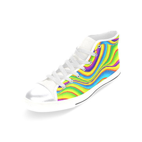 Summer Wave Colors Women's Classic High Top Canvas Shoes (Model 017)