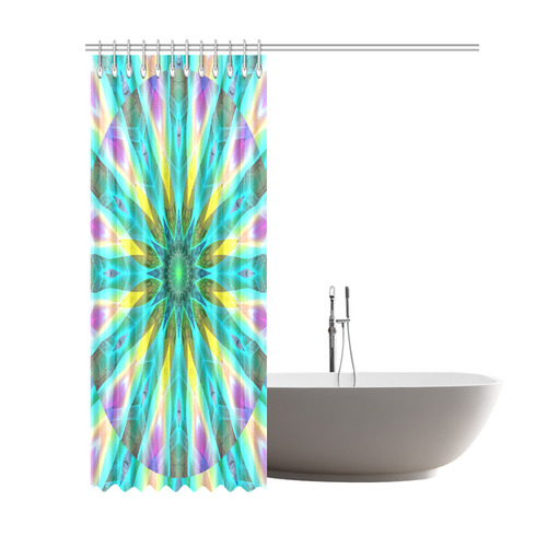 Golden Violet Peacock Sunrise Abstract Wind Flower Shower Curtain 69"x84"