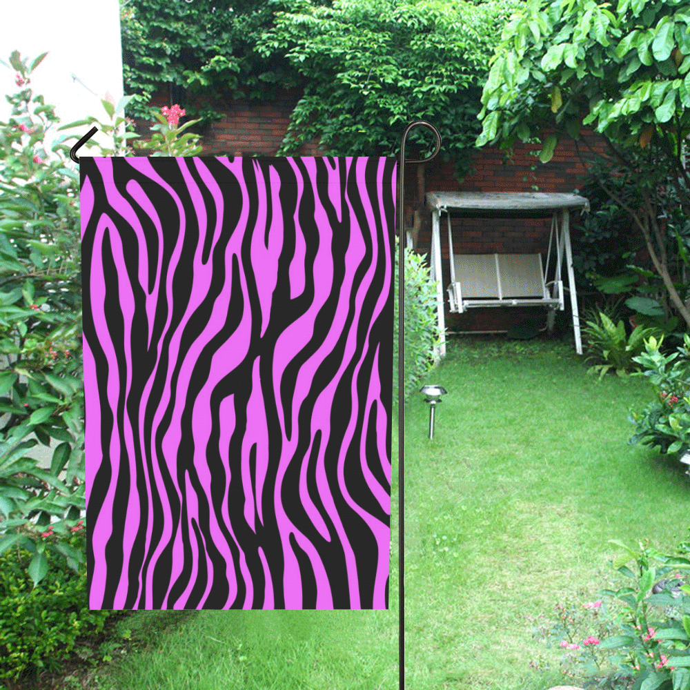 Zebra Stripes Pattern - Trend Colors Black Pink Garden Flag 28''x40'' （Without Flagpole）