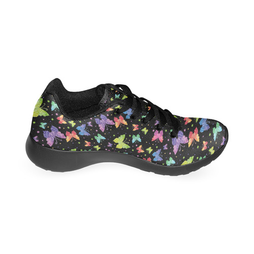 Colorful Butterflies Black Edition Women’s Running Shoes (Model 020)