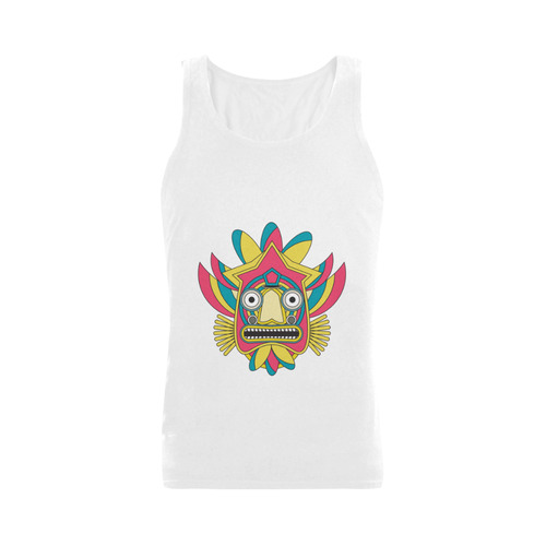 Indian Tribal Mask Men's Shoulder-Free Tank Top (Model T33)