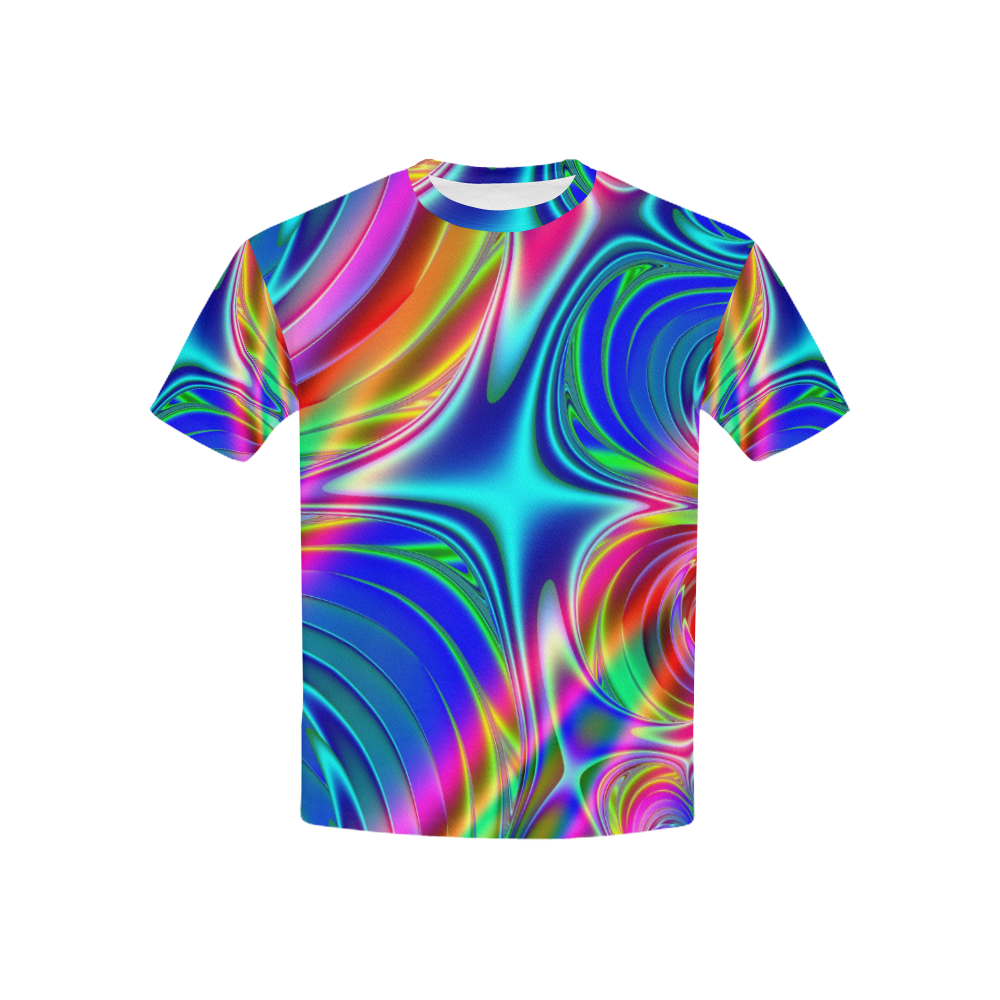 Rainbow Splash Fractal Kids' All Over Print T-shirt (USA Size) (Model T40)