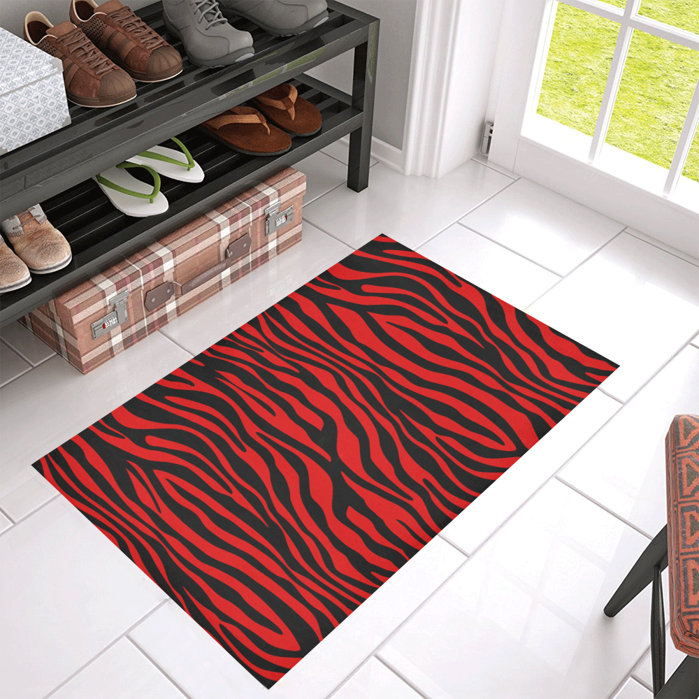Zebra Stripes Pattern - Black Clear Azalea Doormat 30" x 18" (Sponge Material)