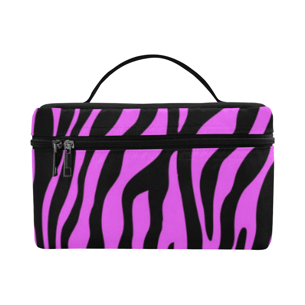 Zebra Stripes Pattern - Trend Colors Black Pink Cosmetic Bag/Large (Model 1658)