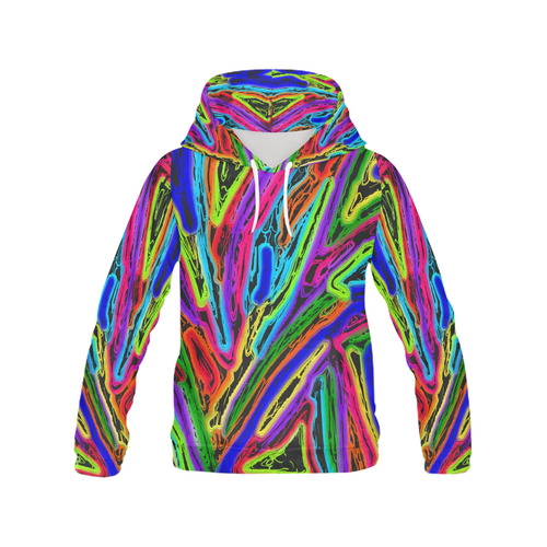 Neon Black Magic Art All Over Print Hoodie for Women (USA Size) (Model H13)
