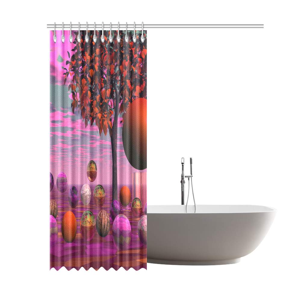 Bittersweet Opinion, Abstract Raspberry Maple Tree Shower Curtain 69"x84"