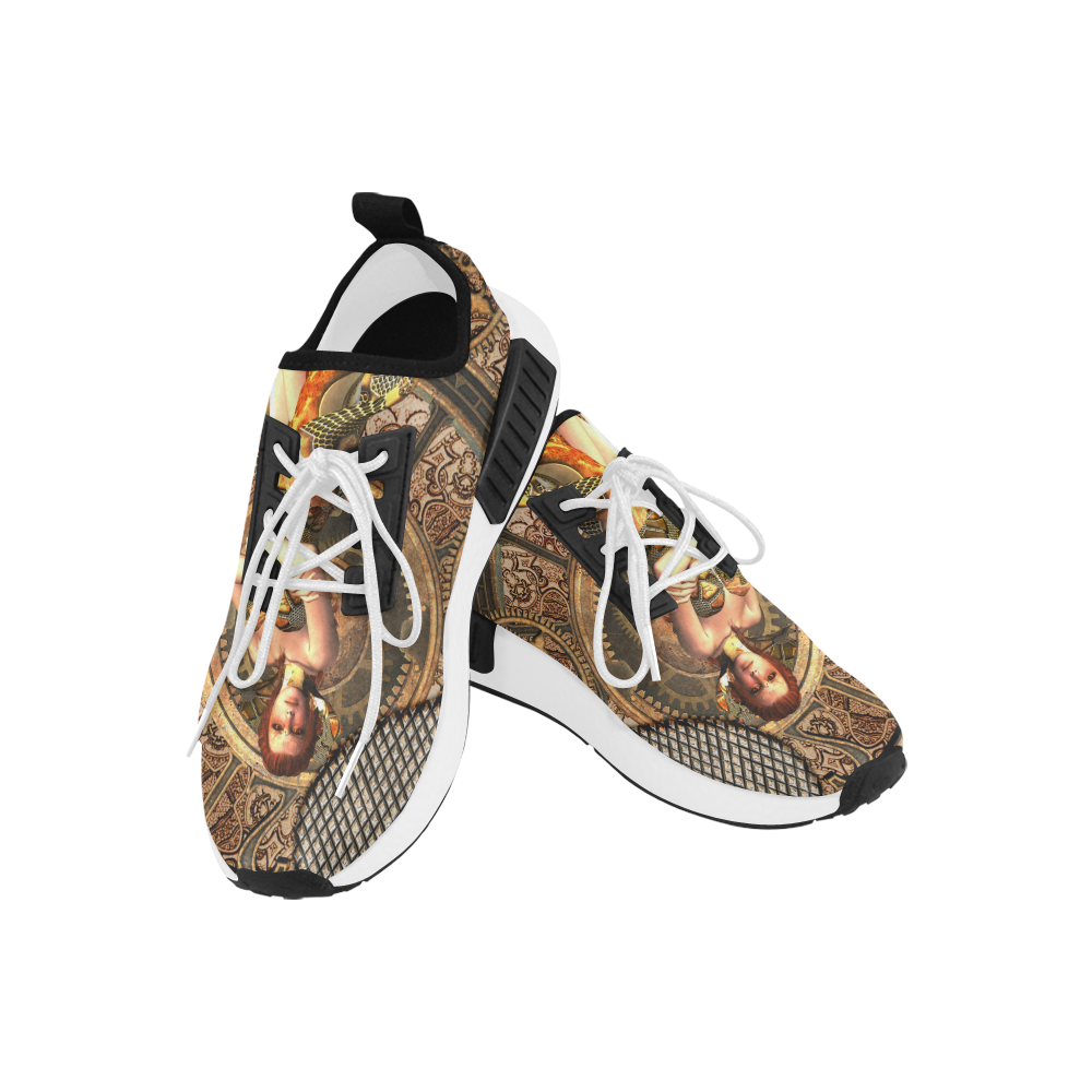 Steampunk lady with gears and clocks Men’s Draco Running Shoes (Model 025)