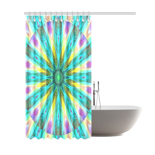 Golden Violet Peacock Sunrise Abstract Wind Flower Shower Curtain 69"x84"