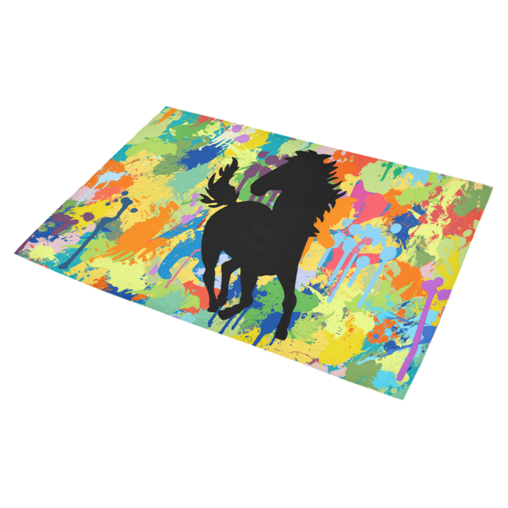Horse Shape Template Colorful Splash Azalea Doormat 30" x 18" (Sponge Material)