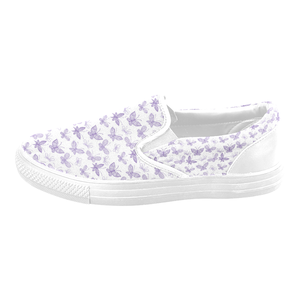 Cute Purple Butterflies Women's Unusual Slip-on Canvas Shoes (Model 019)