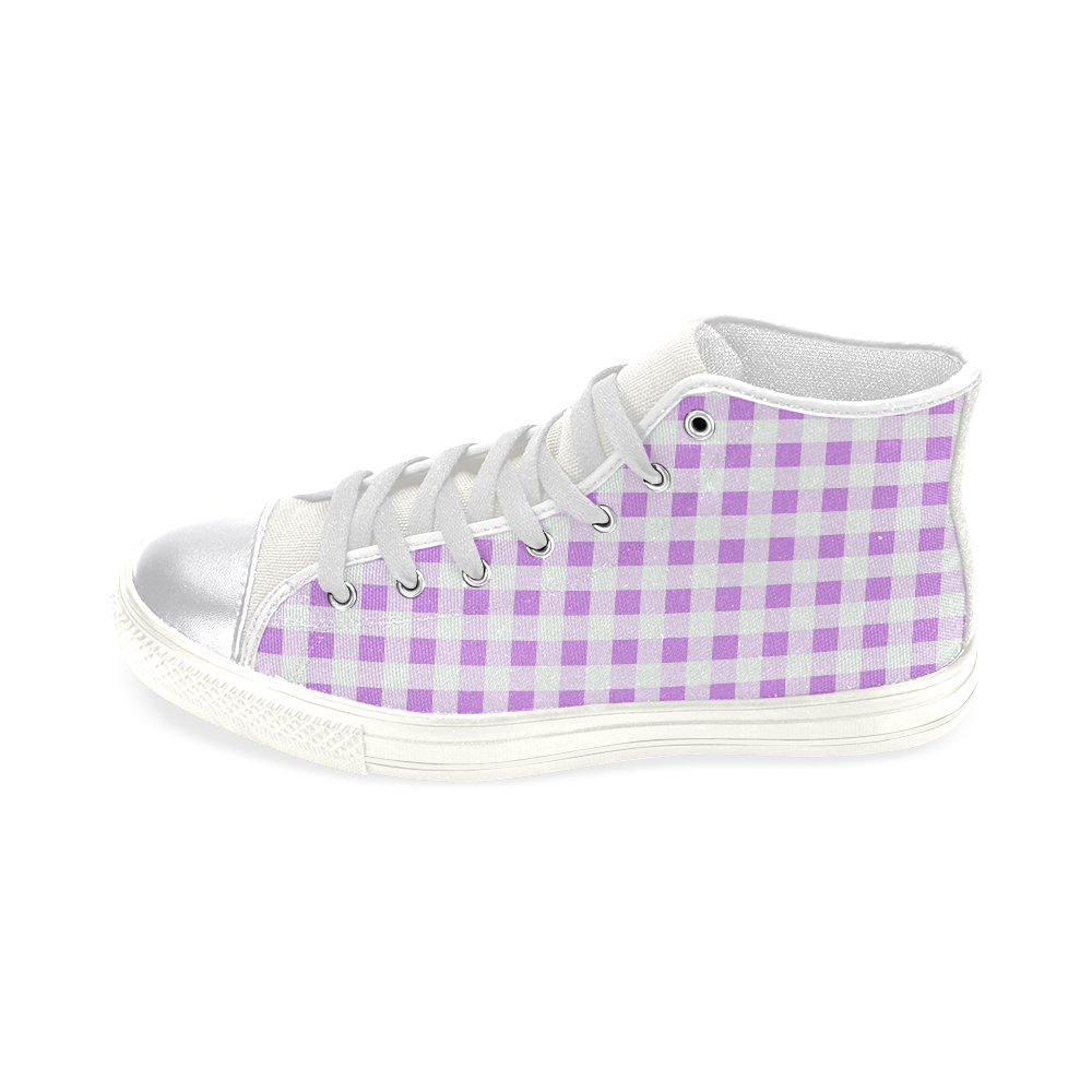 Lavender Gingham Women's Classic High Top Canvas Shoes (Model 017)
