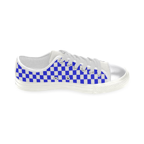 Bright Blue Gingham Women's Classic Canvas Shoes (Model 018)