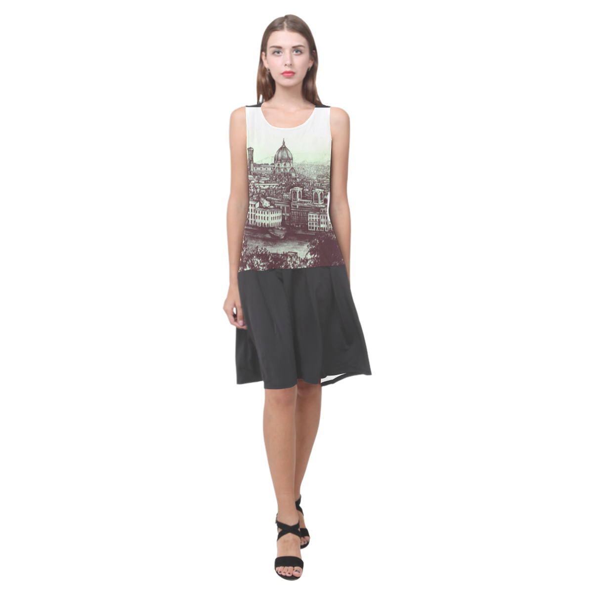 Firenze Sleeveless Splicing Shift Dress(Model D17)