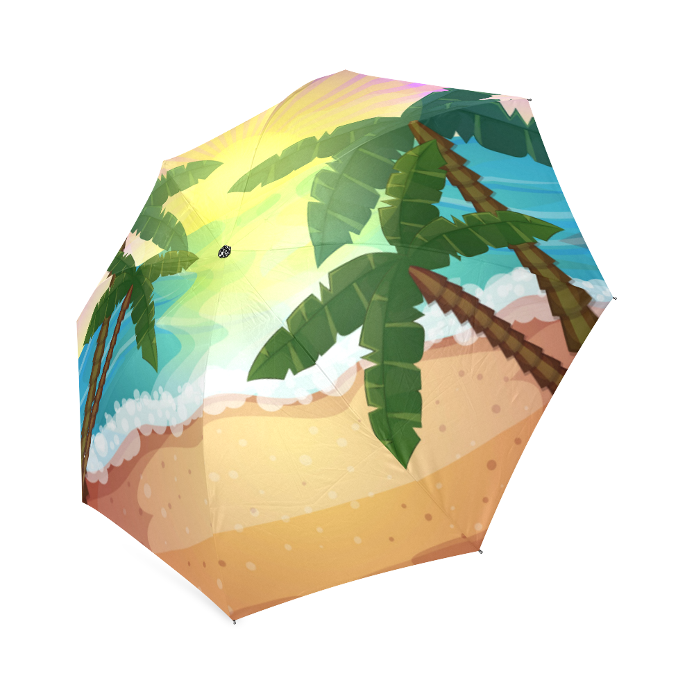 Tropical Sunset Palm Trees Beach Foldable Umbrella (Model U01)